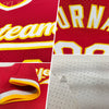 Custom White Red-Gold Authentic Throwback Baseball Jersey