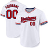 Custom White Red-Navy Authentic Throwback Baseball Jersey