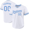 Custom White Light Blue Authentic Throwback Baseball Jersey