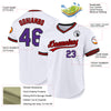 Custom White Purple Black-Red Authentic Throwback Baseball Jersey