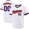 Custom White Purple Black-Red Authentic Throwback Baseball Jersey