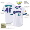 Custom White Purple Black-Teal Authentic Throwback Baseball Jersey