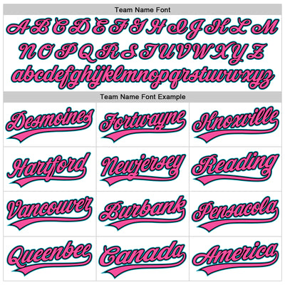 Custom White Teal Black-Pink Authentic Throwback Baseball Jersey