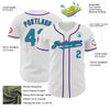 Custom White Teal-Purple Authentic Baseball Jersey