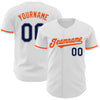 Custom White Navy Gray-Orange Authentic Baseball Jersey