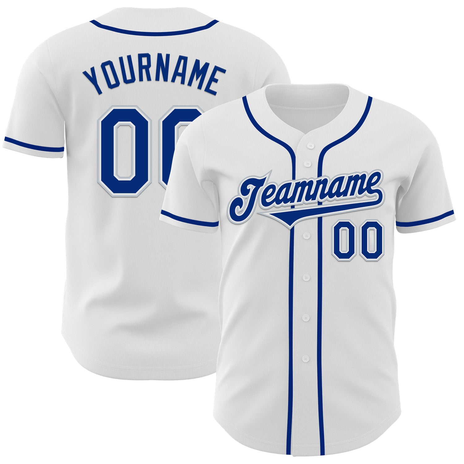 Custom White Royal-Silver Authentic Baseball Jersey