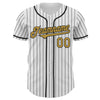 Custom White Black Pinstripe Old Gold Authentic Baseball Jersey