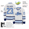 Custom White Light Blue-Navy Hockey Jersey