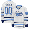 Custom White Light Blue-Navy Hockey Jersey