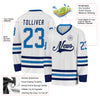 Custom White Blue Navy-Gray Hockey Jersey