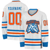 Custom White Orange-Blue Hockey Jersey