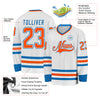 Custom White Orange-Blue Hockey Jersey