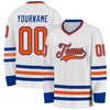 Custom White Orange-Royal Hockey Jersey