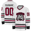 Custom White Maroon-Black Hockey Jersey