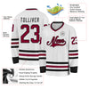 Custom White Maroon-Black Hockey Jersey