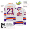 Custom White Purple-Orange Hockey Jersey