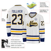 Custom White Navy-Gold Hockey Jersey