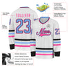 Custom White Light Blue Black-Pink Hockey Jersey