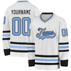 Custom White Light Blue-Black Hockey Jersey