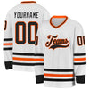 Custom White Black-Orange Hockey Jersey