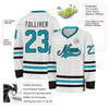 Custom White Teal-Black Hockey Jersey