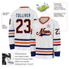 Custom White Navy-Orange Hockey Jersey