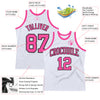 Custom White Pink-Black Authentic Throwback Basketball Jersey