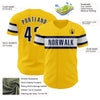 Custom Yellow Navy-White Authentic Baseball Jersey