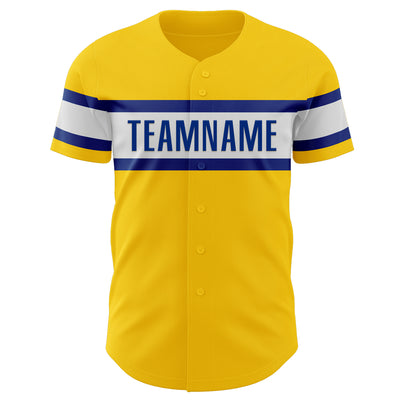 Custom Yellow Royal-White Authentic Baseball Jersey