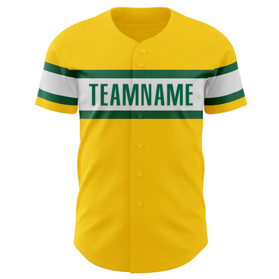 Custom Yellow Kelly Green-White Authentic Baseball Jersey