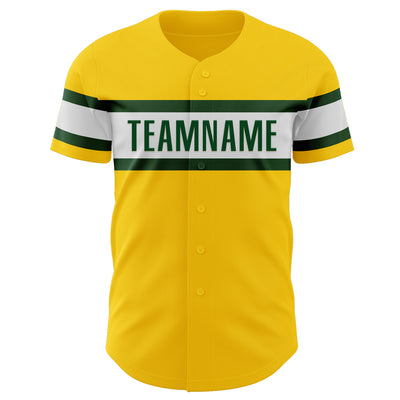 Custom Yellow Green-White Authentic Baseball Jersey