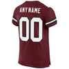 Custom Burgundy White-Black Mesh Authentic Football Jersey