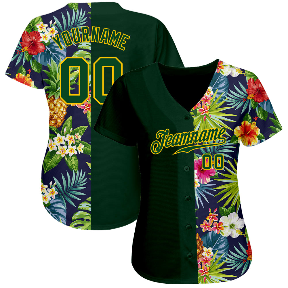 Oakland Athletics Yellow Flower Green Palm Leaf Tropical 3D Hawaiian Shirt