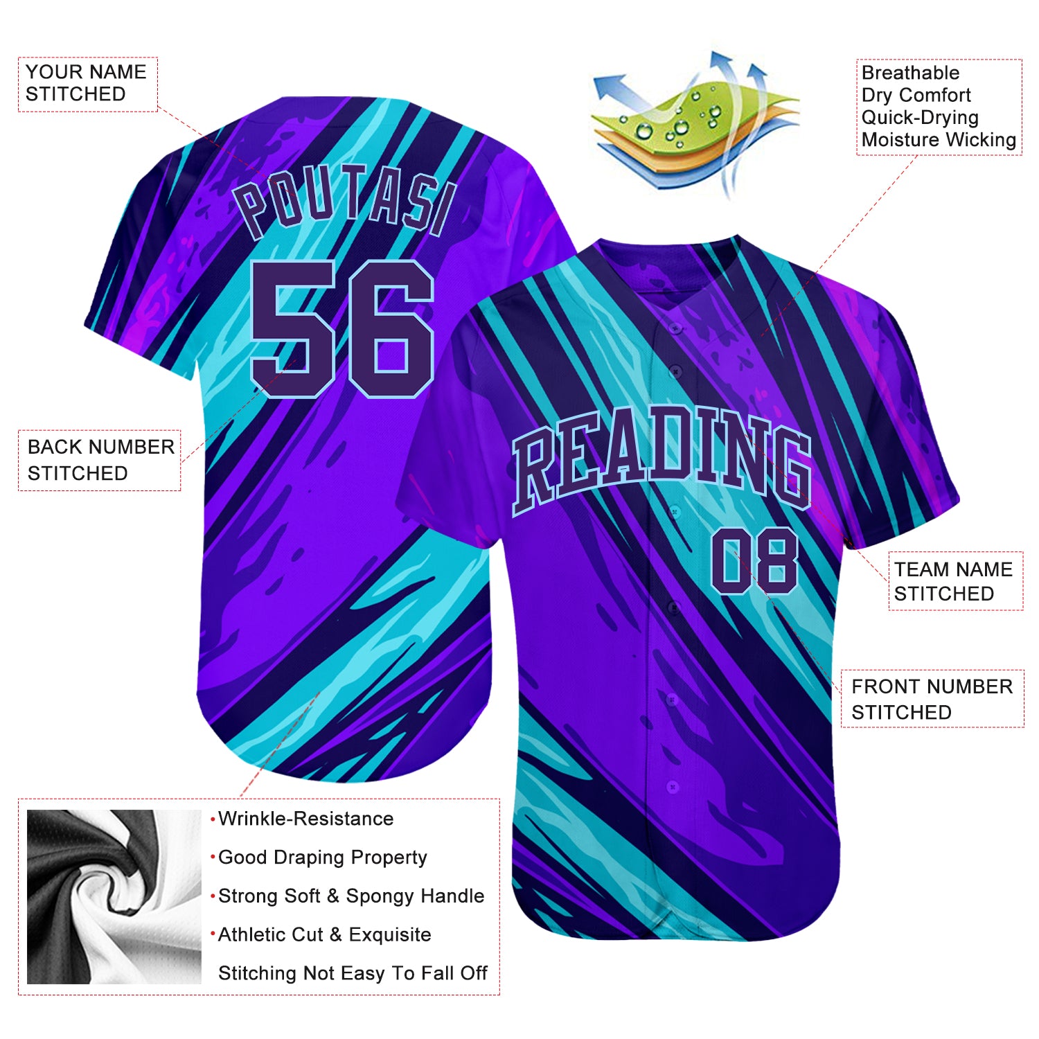 Custom 3D Pattern Design Abstract Pattern For Sport Team Authentic Baseball Jersey