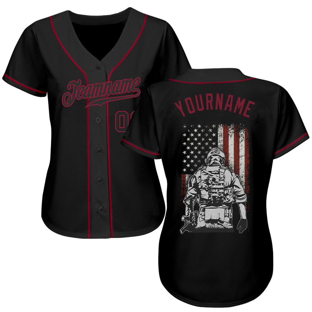 Custom 3D Pattern Design American Soldier Battlefield Authentic Baseball Jersey