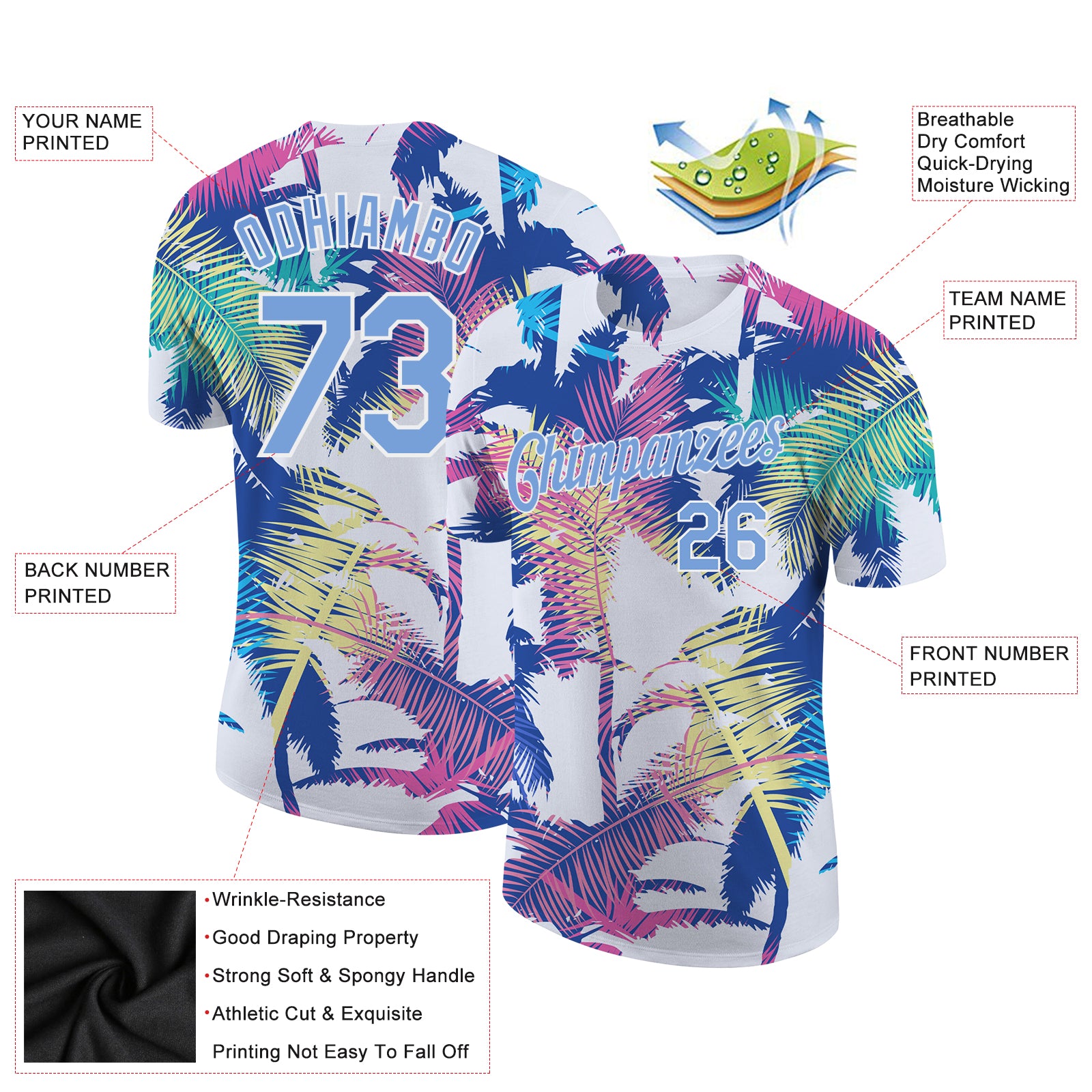 Custom 3D Pattern Design Hawaii Palm Trees Performance T-Shirt