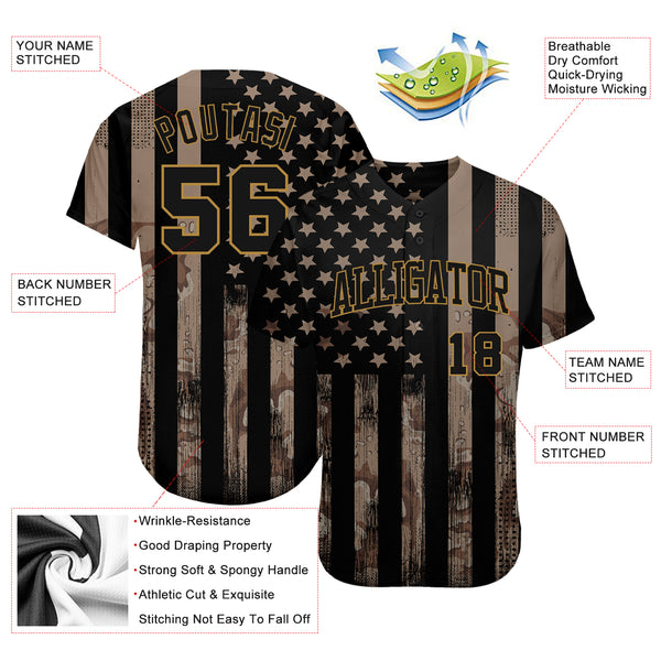 Custom American Flag Camo Style Green Yellow Baseball Jerseys For