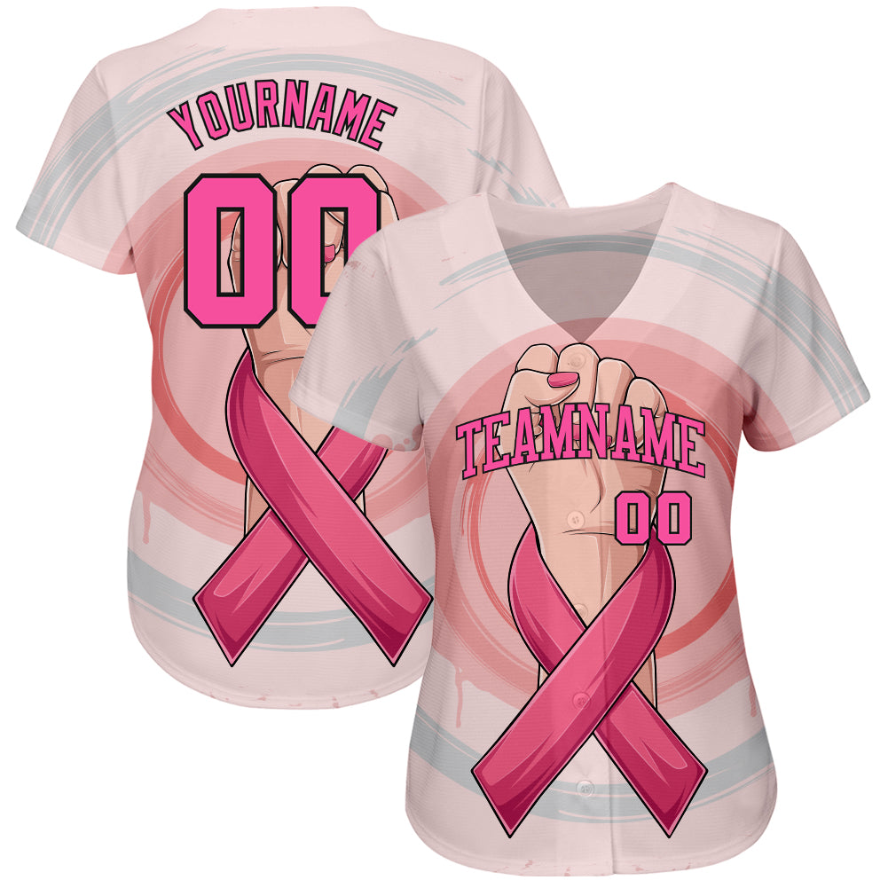 Tippsy LLC Store Personalized Breast Cancer Warrior AOP Baseball Jersey,  Custom Breast Cancer Shirt, Breast Cancer Shirts