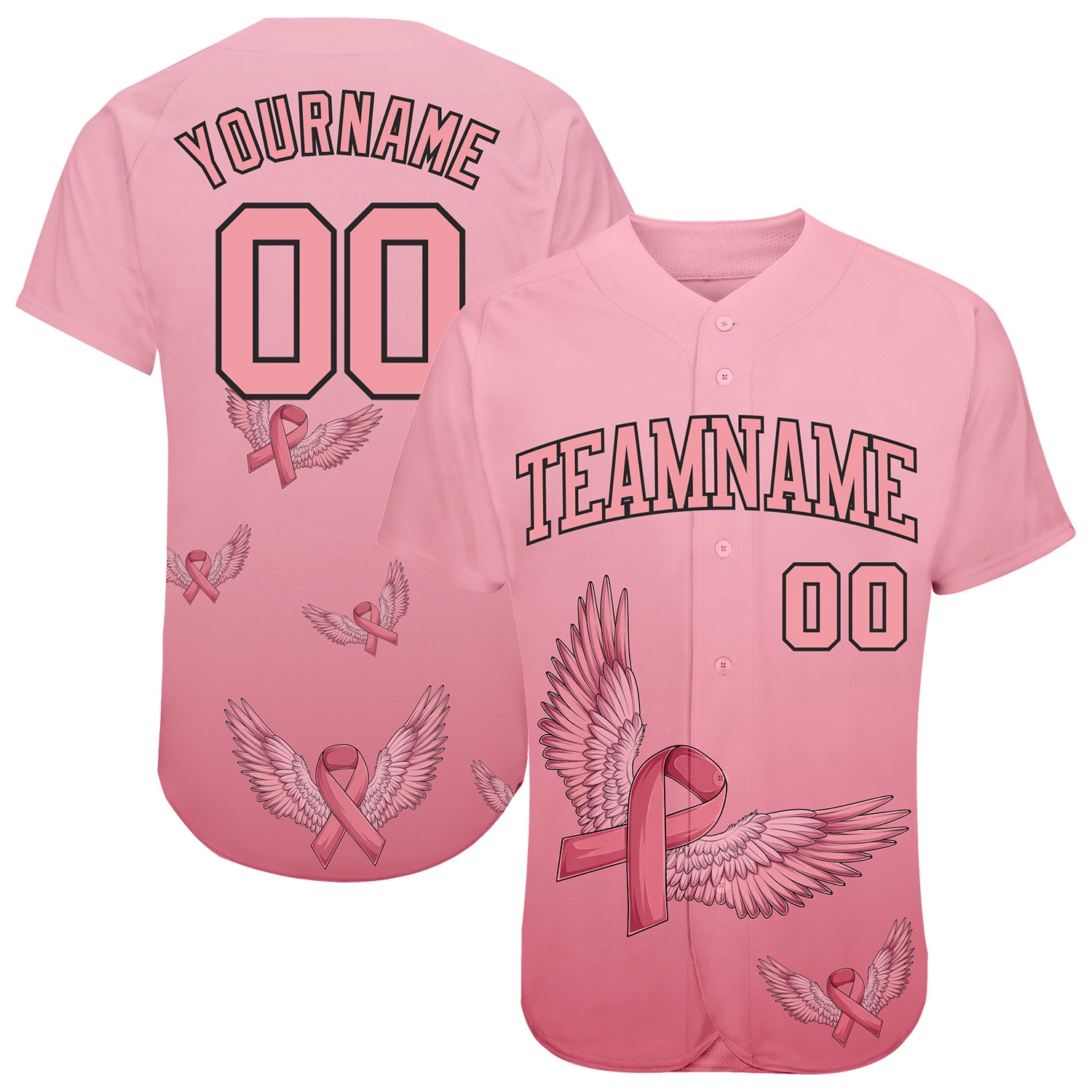 Custom Pink Ribbon Baseball Jersey Pink White-Hot Pink 3D Breast Cancer  Awareness Month Women Health Care Support Authentic - FansIdea