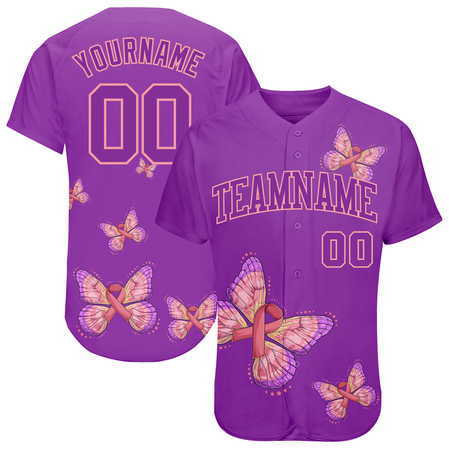 Custom in October We Wear Pink Baseball Jersey Pink Ribbon 