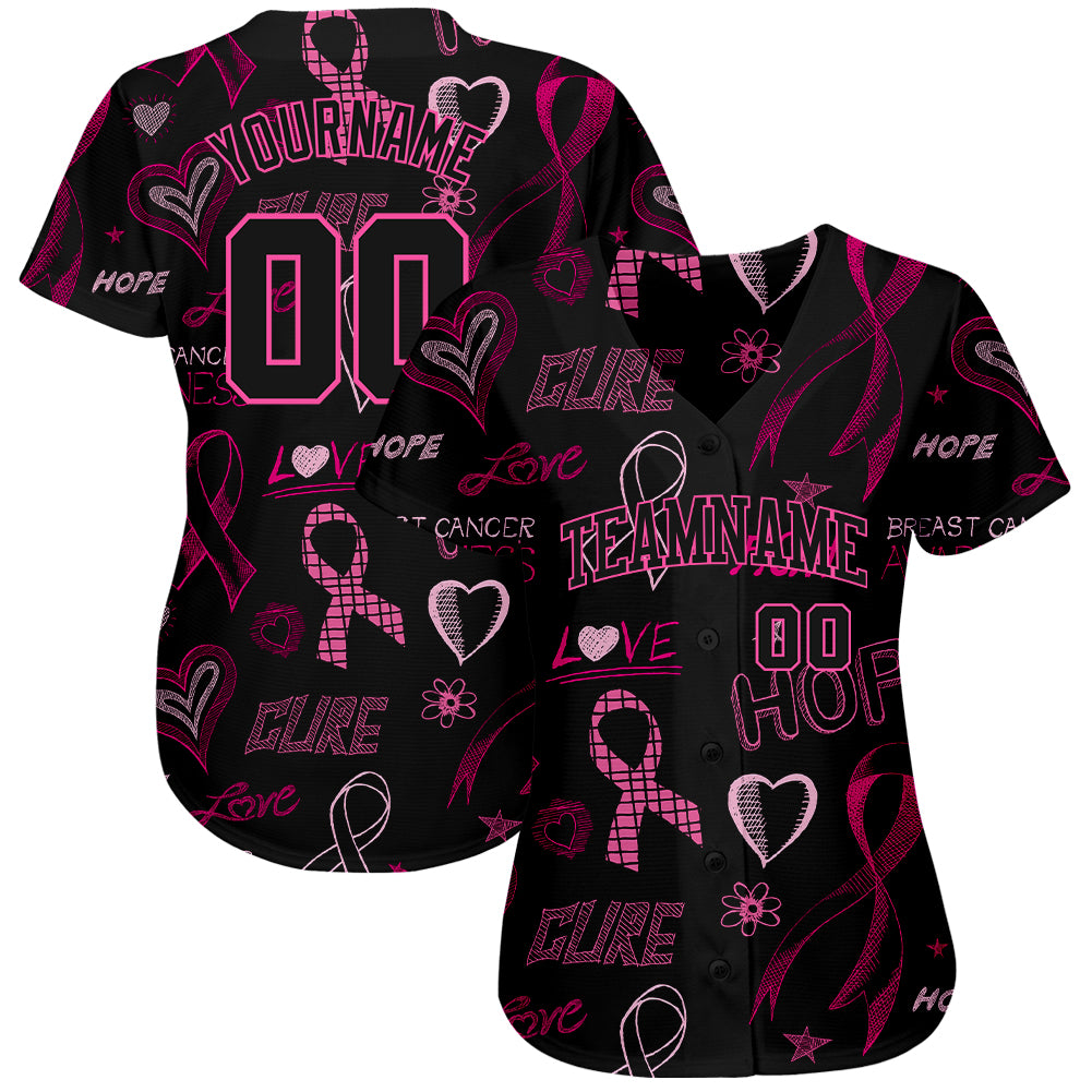 Tippsy LLC Store Personalized Breast Cancer Warrior AOP Baseball Jersey,  Custom Breast Cancer Shirt, Breast Cancer Shirts