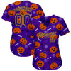 Custom 3D Pattern Halloween Pumpkins Authentic Baseball Jersey