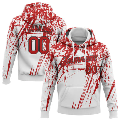 Custom Stitched White Red-Black 3D Pattern Design Sports Pullover Sweatshirt Hoodie