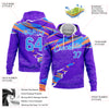 Custom Stitched Purple Light Blue Orange-White 3D Pattern Design Sports Pullover Sweatshirt Hoodie