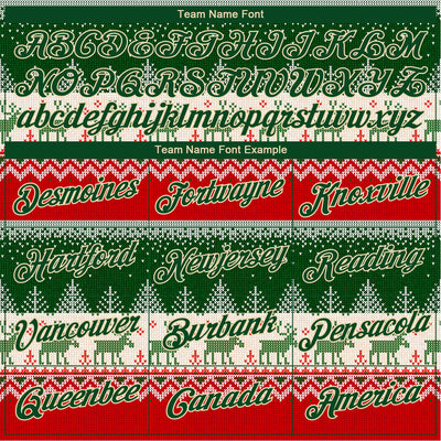 Custom Stitched Red Green-Cream 3D Christmas Reindeers Sports Pullover Sweatshirt Hoodie