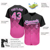 Custom Black Pink-Light Blue 3D Pattern Design Authentic Baseball Jersey