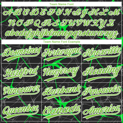 Custom Black Neon Green-White 3D Pattern Design Authentic Baseball Jersey