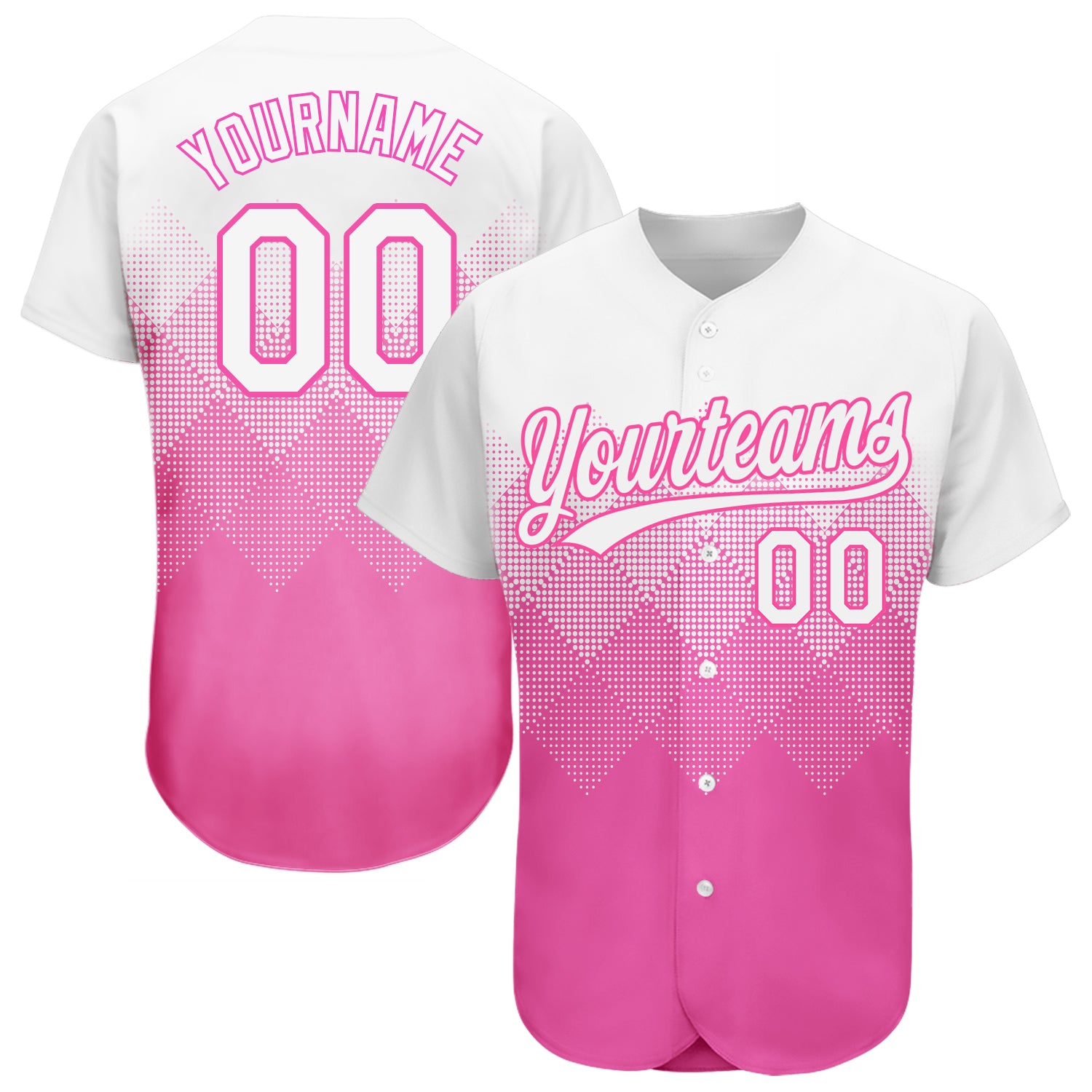 Custom Baseball Jersey White Pink Pea Green-Gold Authentic Two Tone