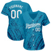 Custom Sky Blue White-Black 3D Pattern Design Authentic Baseball Jersey