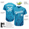 Custom Sky Blue White-Black 3D Pattern Design Authentic Baseball Jersey